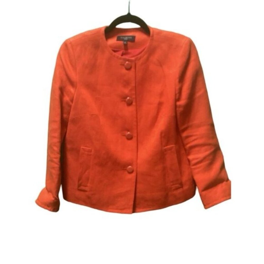 Talbots Bright Orange 100% Lined Cropped Button Front Blazer Size 6P - Picture 4 of 6
